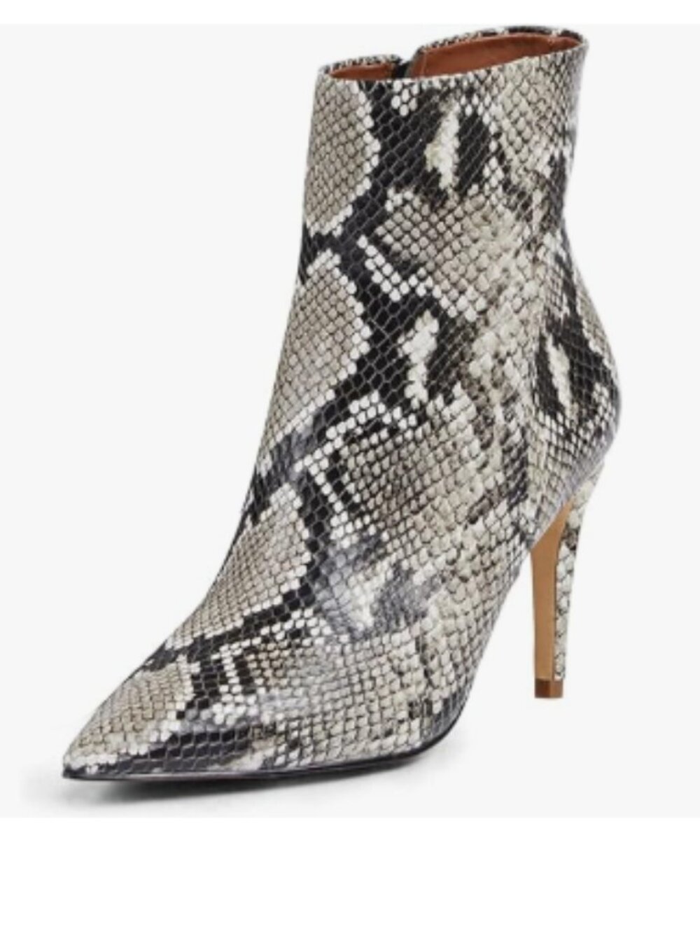 FSJ Python Pattern Pointed Toe Ankle Boots Stiletto High Heel Side Zipper Shoes